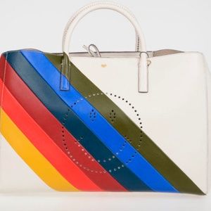 VINTAGE RARE Anya Hindmarch Rainbow Smiley tote red green orange blue white